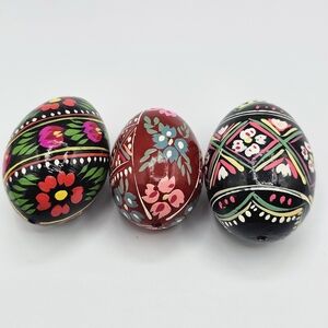 Hand Painted Wooden Eggs - Traditional Ukrainian Pysanky Folk Art